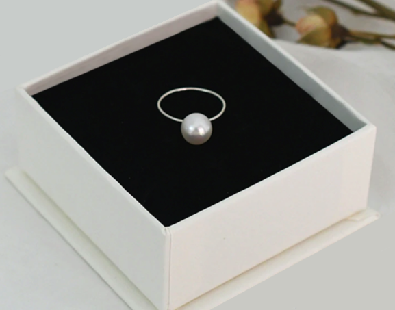 Minimalist Pearl Ring Blanc 925 Silver