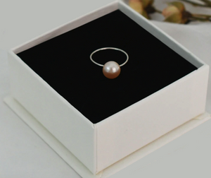 Minimalist Pearl Ring Peach 925 Silver